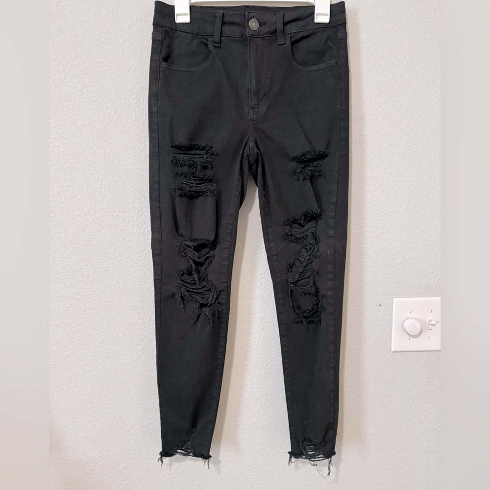 American Eagle Next Level Stretch Hi Rise Jegging Black Size 8 Regular